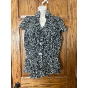 Kenneth Cole New York Womens Knit Button-Front Sweater Top - Medium Size - Black